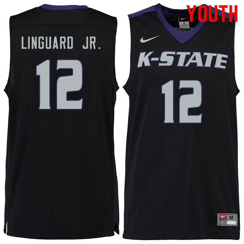Youth #12 Carlton Linguard Jr. Kansas State Wildcats College Basketball Jerseys Sale-Black - Click Image to Close